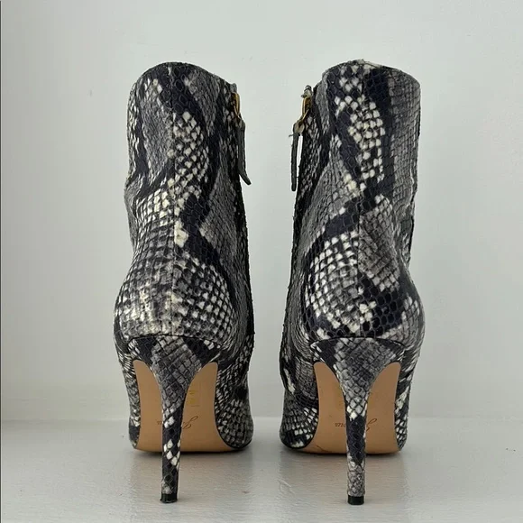 J. Crew Black and Gray Ankle Booties with Snakeskin Pattern LIKE NEW - Picture 5 of 14